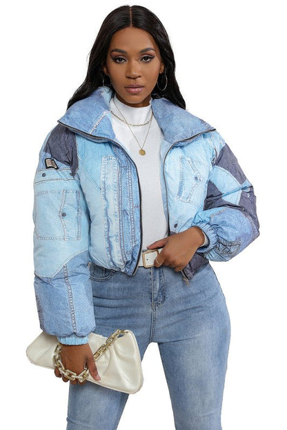 SEXY FASHION PUFFER JACKET BLUE S by By Claude | Fleurcouture