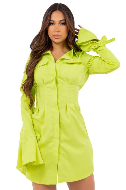 SEXY FASHION SHIRT DRESS LIME by By Claude | Fleurcouture