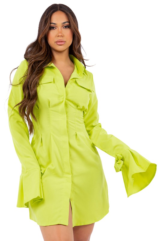 SEXY FASHION SHIRT DRESS LIME by By Claude | Fleurcouture