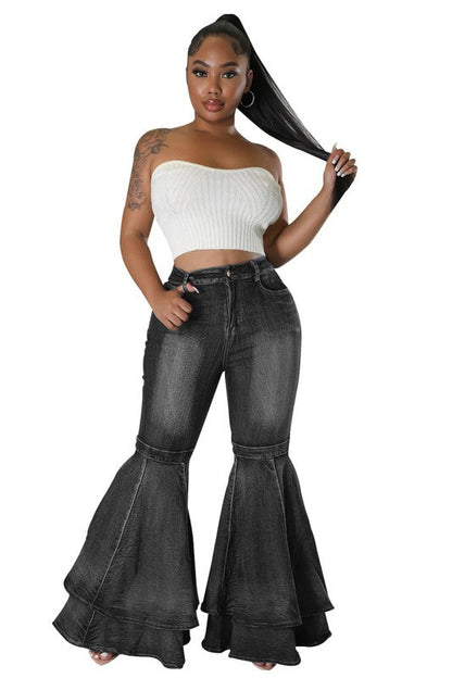 SEXY FASHION STYLE DENIM PANTS BLACK 3XL by By Claude | Fleurcouture