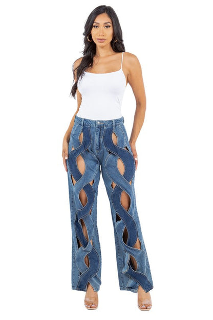 SEXY FASHION STYLE DENIM PANTS NAVY by By Claude | Fleurcouture