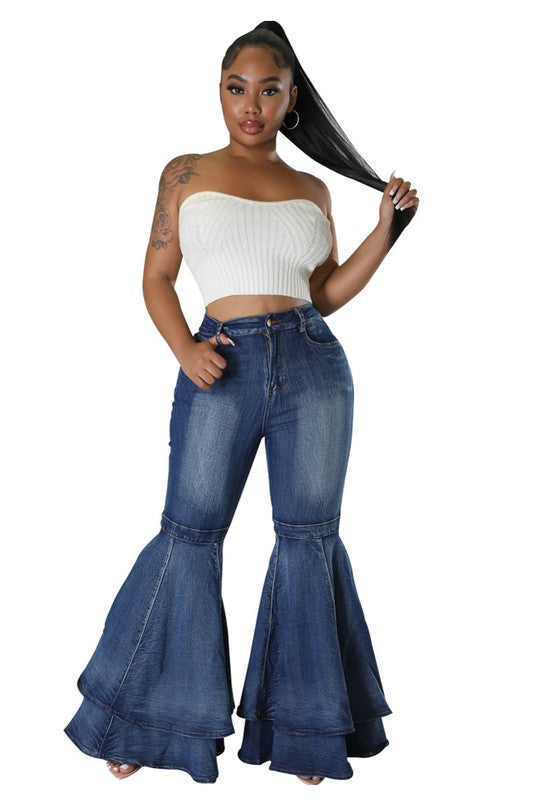 SEXY FASHION STYLE DENIM PANTS NAVY by By Claude | Fleurcouture