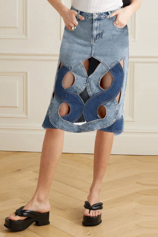 SEXY FASHION STYLE DENIM SKIRT BLUE by By Claude | Fleurcouture