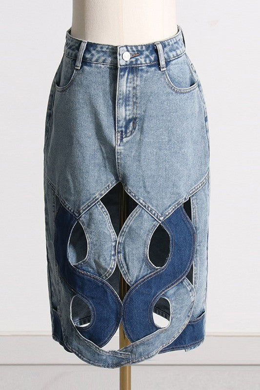 SEXY FASHION STYLE DENIM SKIRT BLUE by By Claude | Fleurcouture