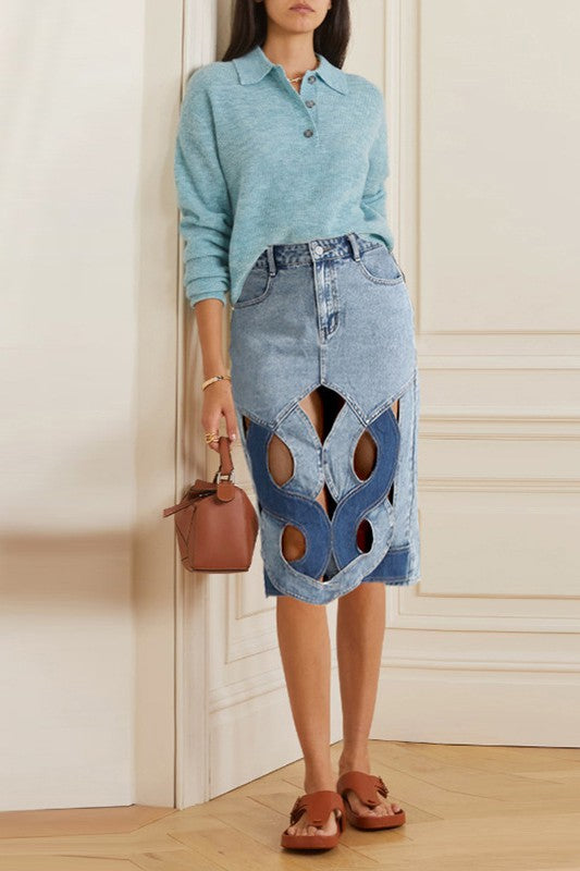 SEXY FASHION STYLE DENIM SKIRT BLUE S by By Claude | Fleurcouture