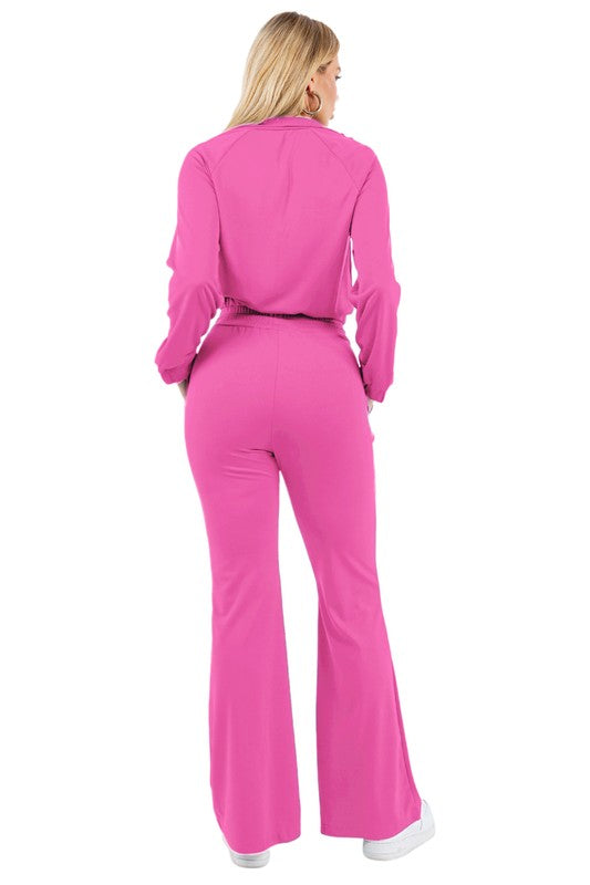 SEXY FASHION TWO PIECE PANTS SET FUCHSIA by By Claude | Fleurcouture