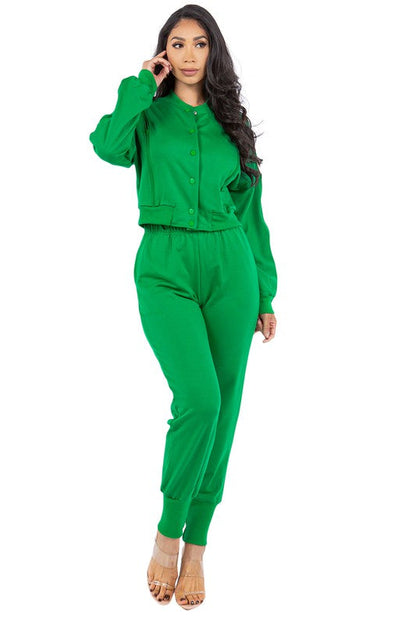 SEXY FASHION TWO PIECE PANTS SET GREEN by By Claude | Fleurcouture