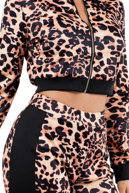 SEXY FASHION TWO PIECE PANTS SET LEOPARD by By Claude | Fleurcouture