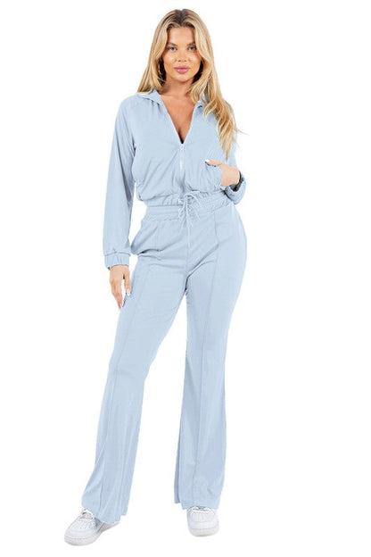 SEXY FASHION TWO PIECE PANTS SET LIGHT BLUE by By Claude | Fleurcouture