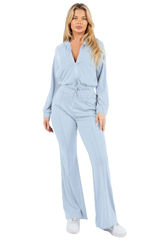 SEXY FASHION TWO PIECE PANTS SET LIGHT BLUE by By Claude | Fleurcouture