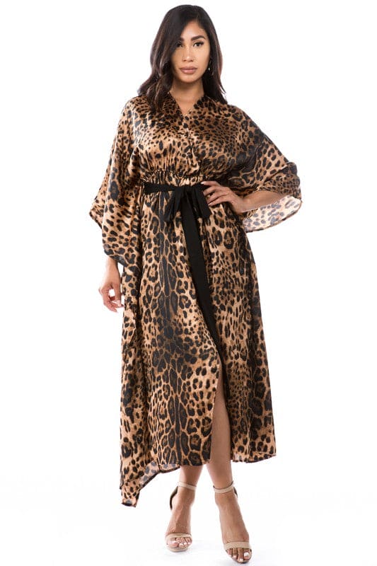 SEXY KIMONO STYLE MAXI DRESS LEOPARD by By Claude | Fleurcouture