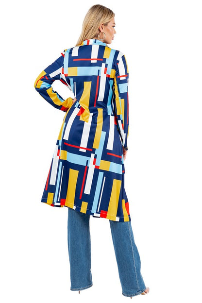 SEXY LONG BLAZERS JACKETS BLUE MULTI by By Claude | Fleurcouture