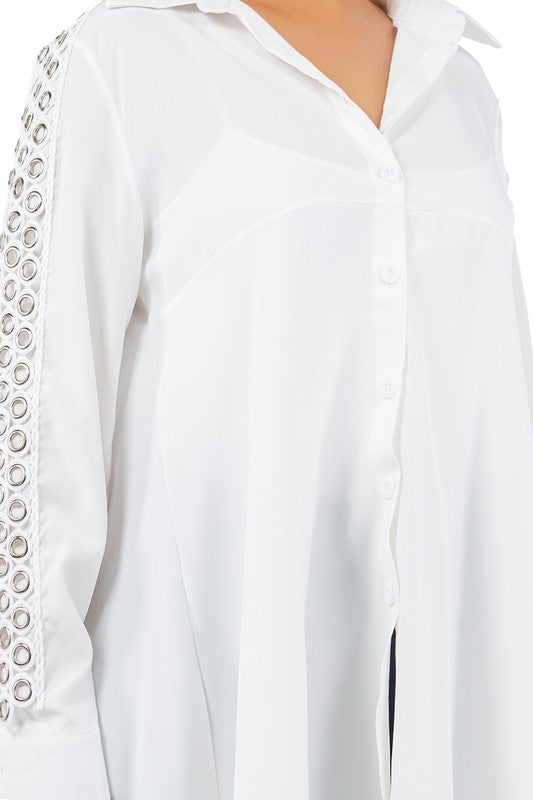 SEXY LONG DRESS SHIRT WHITE by By Claude | Fleurcouture