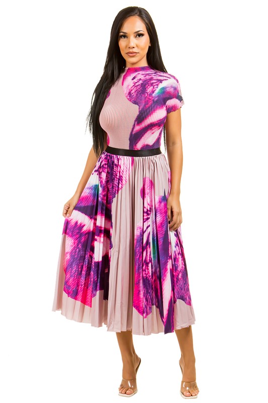 SEXY MAXI DRESS 2PC SET PINK FLORAL L by By Claude | Fleurcouture