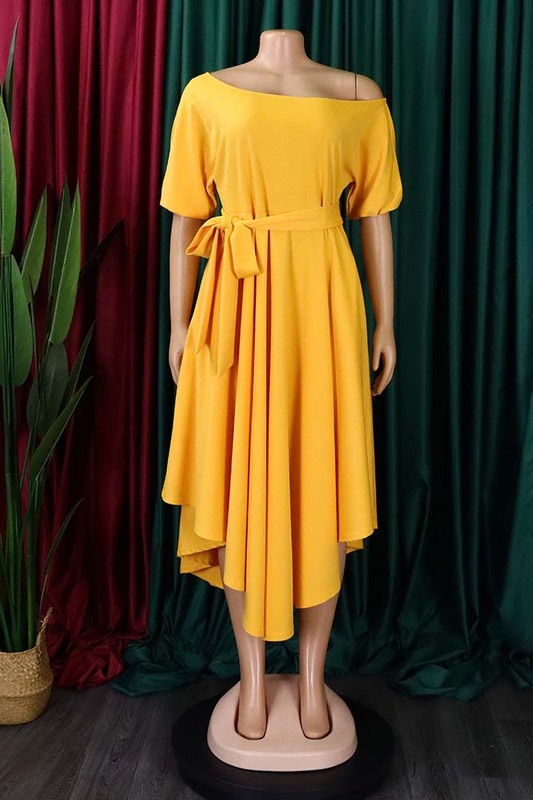 SEXY PARTY LONG DRESS YELLOW S by By Claude | Fleurcouture