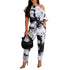 Sexy Printed Short Sleeve off Shoulder Elastic Slim Fit Bodysuit S Black by WINNIEYA | Fleurcouture