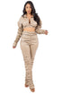 SEXY PU LEATHER 2PC PANTS SET KHAKI S by By Claude | Fleurcouture