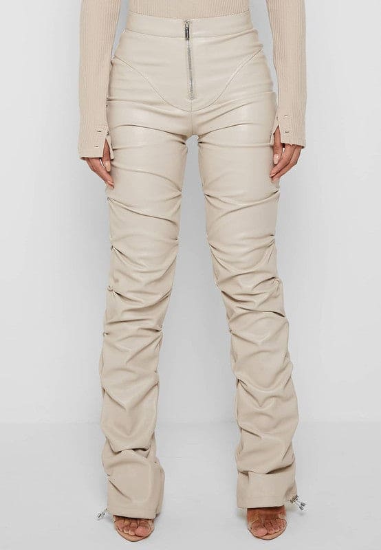 SEXY PU LEATHER PANTS CREAM by By Claude | Fleurcouture