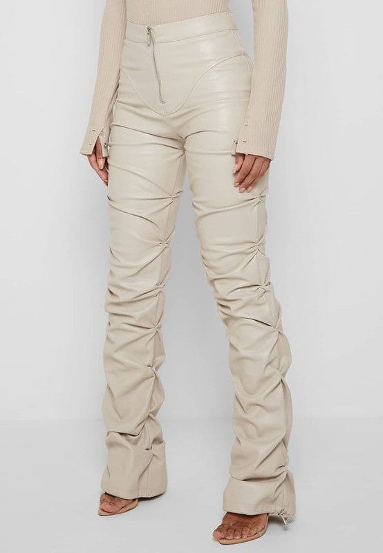 SEXY PU LEATHER PANTS CREAM by By Claude | Fleurcouture