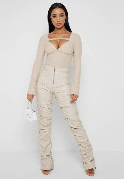 SEXY PU LEATHER PANTS CREAM S by By Claude | Fleurcouture