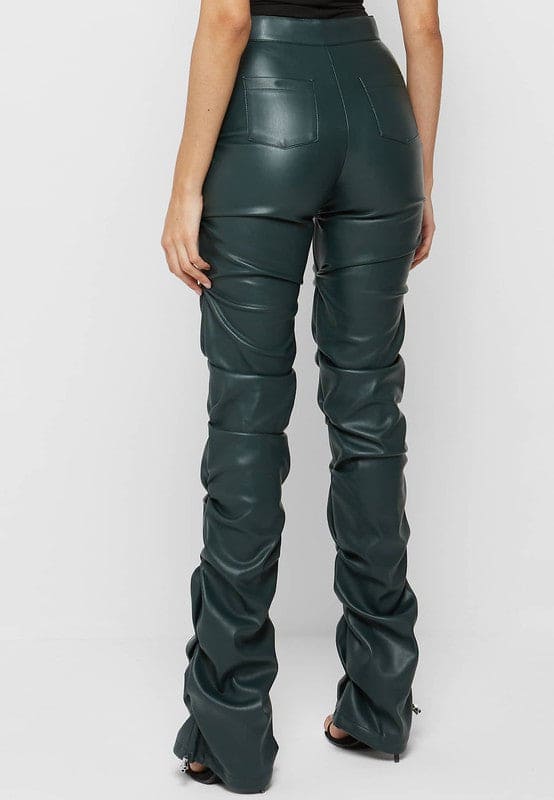 SEXY PU LEATHER PANTS OLIVE by By Claude | Fleurcouture