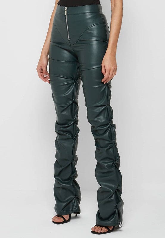 SEXY PU LEATHER PANTS OLIVE by By Claude | Fleurcouture