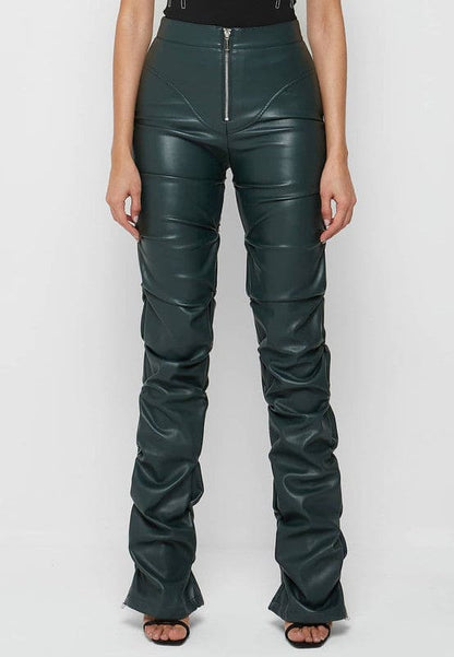 SEXY PU LEATHER PANTS OLIVE by By Claude | Fleurcouture