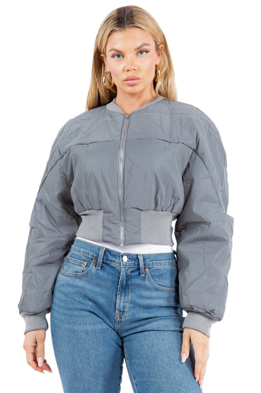 SEXY PUFFER REFLECTIVE JACKET GREY by By Claude | Fleurcouture