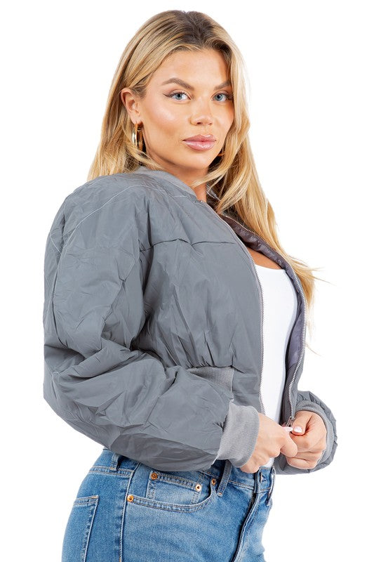 SEXY PUFFER REFLECTIVE JACKET GREY by By Claude | Fleurcouture