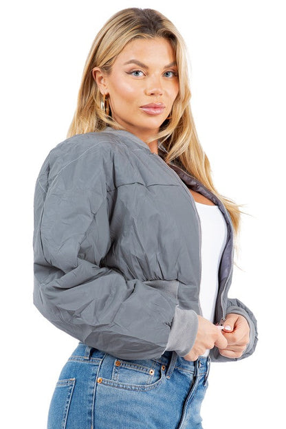 SEXY PUFFER REFLECTIVE JACKET GREY by By Claude | Fleurcouture