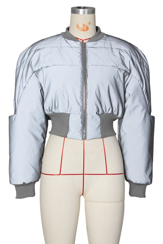 SEXY PUFFER REFLECTIVE JACKET GREY by By Claude | Fleurcouture