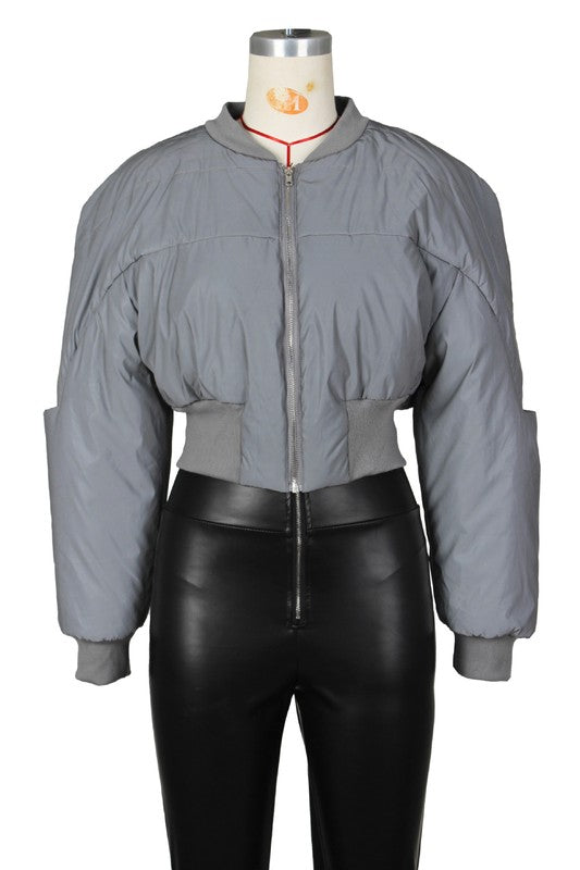 SEXY PUFFER REFLECTIVE JACKET GREY by By Claude | Fleurcouture