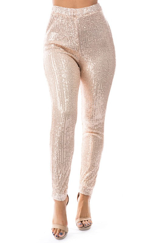 SEXY SEQUIN CASUAL PANTS CREAM by By Claude | Fleurcouture