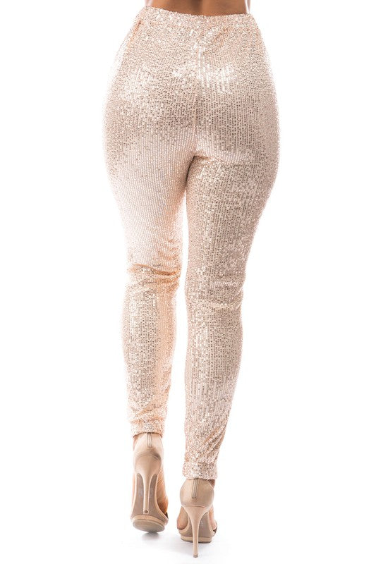 SEXY SEQUIN CASUAL PANTS CREAM by By Claude | Fleurcouture