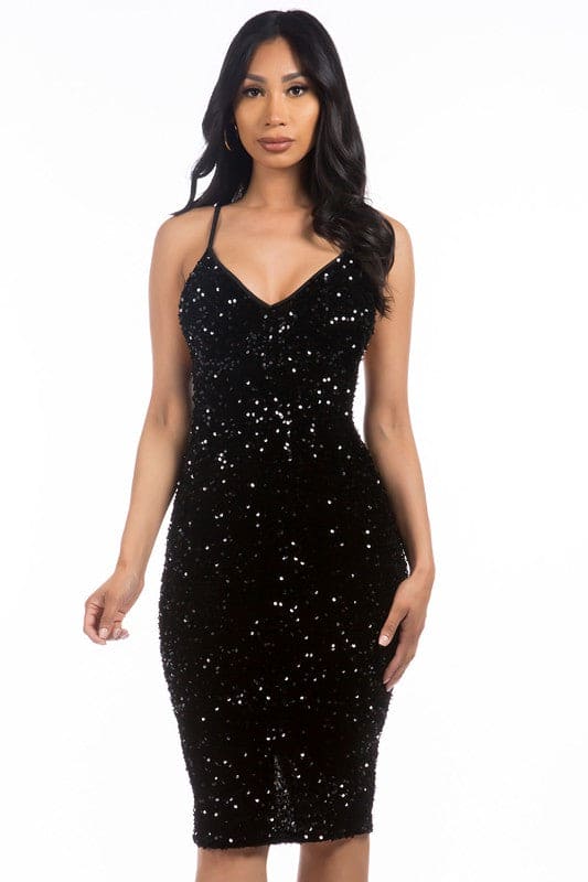 SEXY SEQUIN PARTY DRESS BLACK by By Claude | Fleurcouture