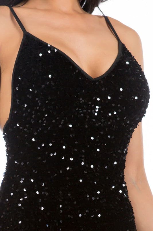 SEXY SEQUIN PARTY DRESS BLACK by By Claude | Fleurcouture