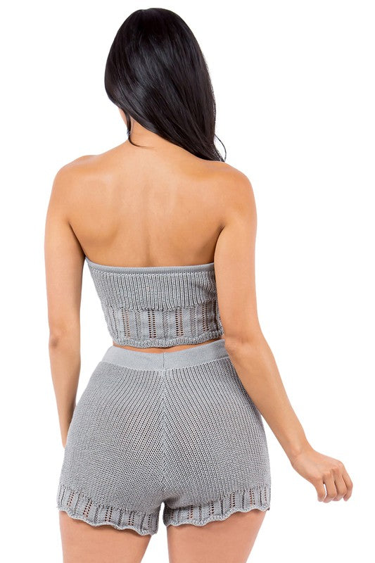 SEXY SUMMER FASHION TWO PIECE SET GREY by By Claude | Fleurcouture