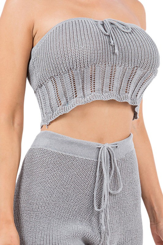 SEXY SUMMER FASHION TWO PIECE SET GREY by By Claude | Fleurcouture