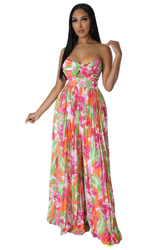 SEXY SUMMER JUMPSUIT ORANGE FLORAL by By Claude | Fleurcouture