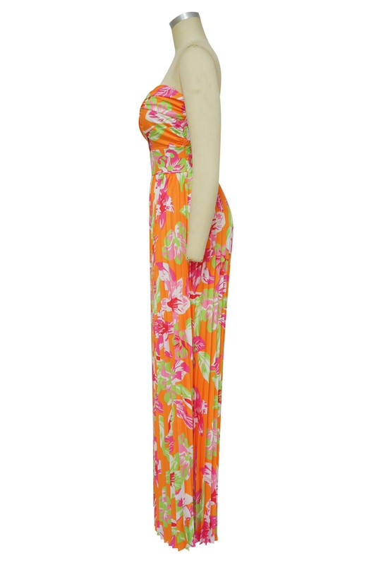 SEXY SUMMER JUMPSUIT ORANGE FLORAL by By Claude | Fleurcouture