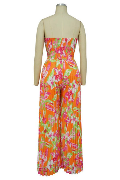 SEXY SUMMER JUMPSUIT ORANGE FLORAL by By Claude | Fleurcouture