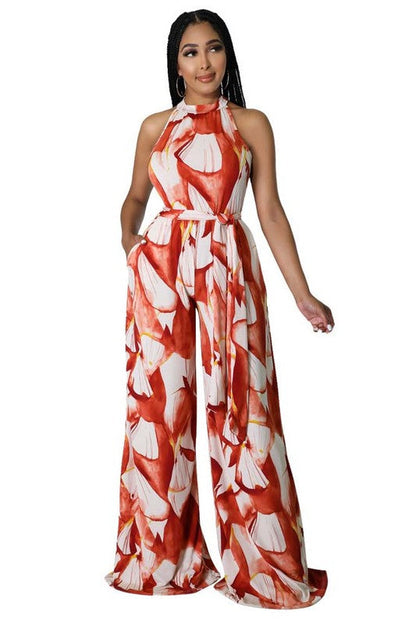 SEXY SUMMER JUMPSUIT ORANGE RED by By Claude | Fleurcouture