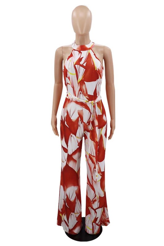 SEXY SUMMER JUMPSUIT ORANGE RED by By Claude | Fleurcouture