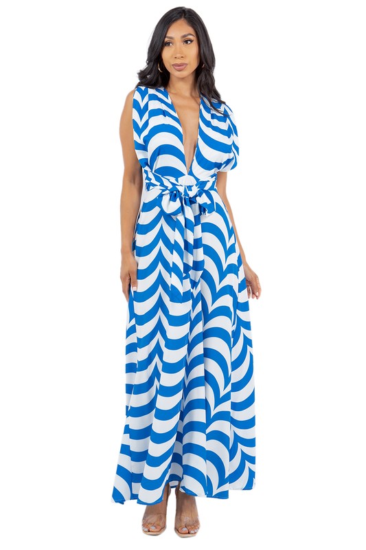 SEXY SUMMER MAXI DRESS MULTI WAY BLUE MULTI by By Claude | Fleurcouture