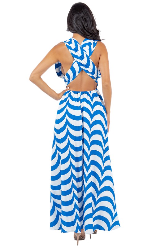 SEXY SUMMER MAXI DRESS MULTI WAY BLUE MULTI by By Claude | Fleurcouture