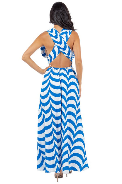 SEXY SUMMER MAXI DRESS MULTI WAY BLUE MULTI by By Claude | Fleurcouture