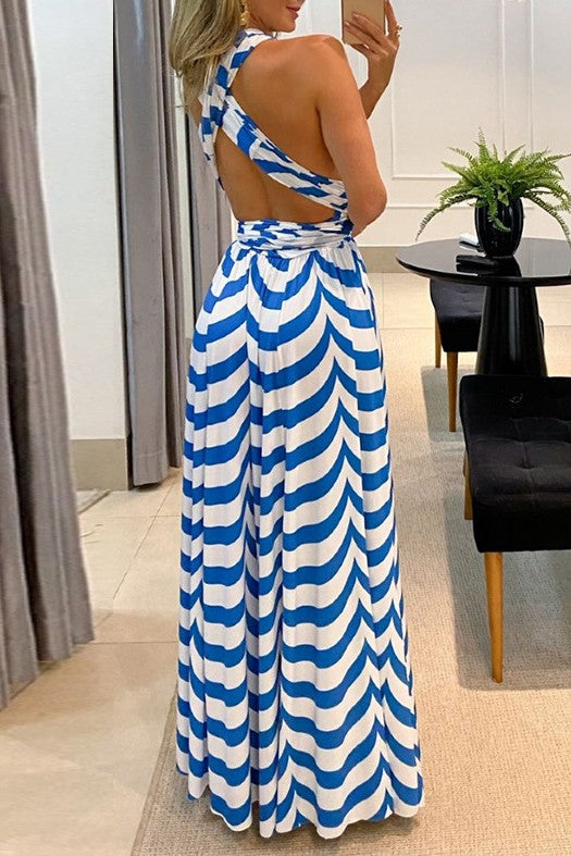 SEXY SUMMER MAXI DRESS MULTI WAY BLUE MULTI by By Claude | Fleurcouture