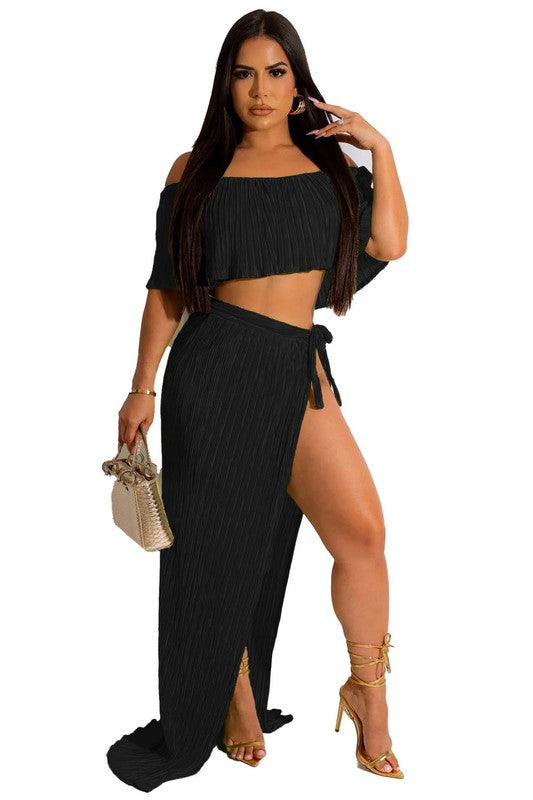 SEXY SUMMER TWO PIECE DRESS SET BLACK S by By Claude | Fleurcouture