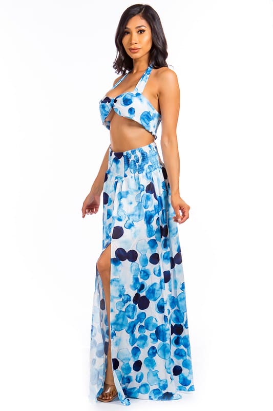 SEXY SUMMER TWO PIECE DRESS SET BLUE by By Claude | Fleurcouture