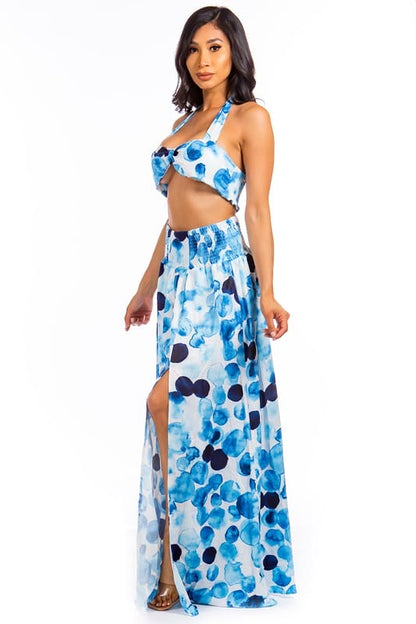 SEXY SUMMER TWO PIECE DRESS SET BLUE by By Claude | Fleurcouture